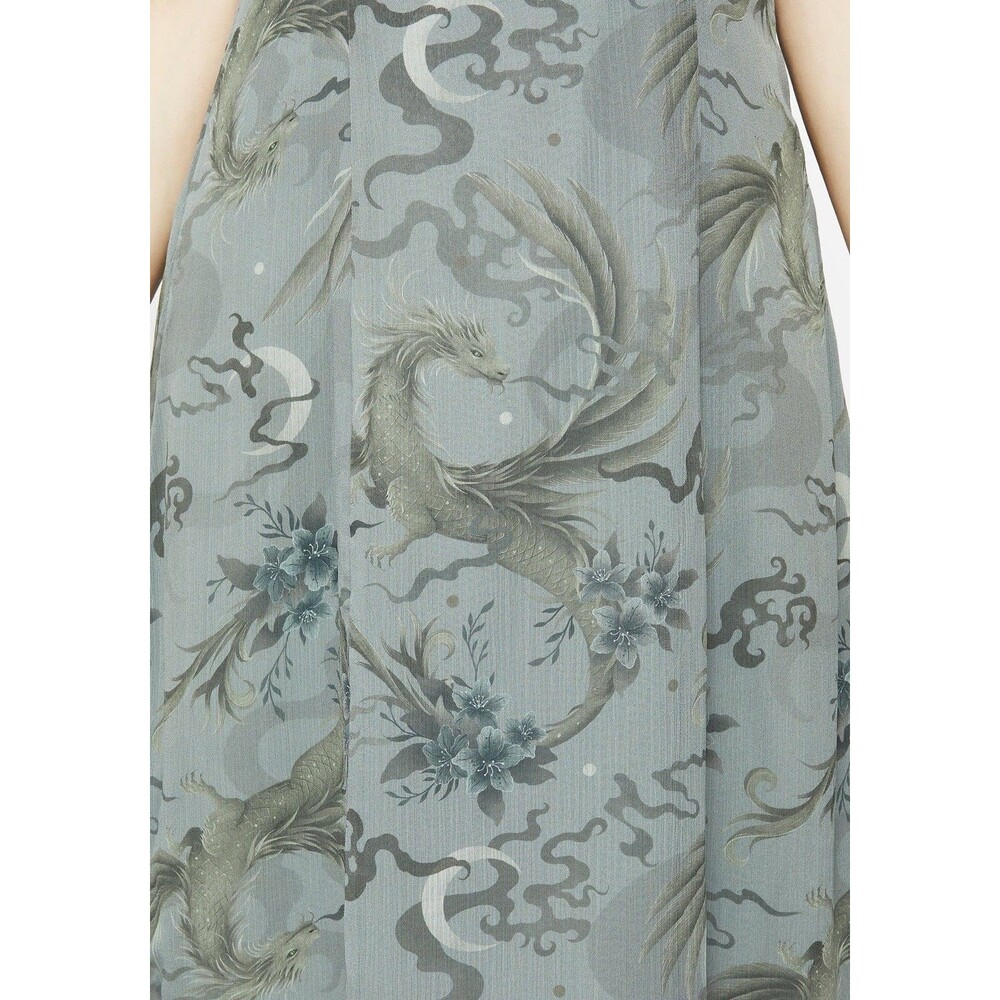 Disturbia Dragon Floral Print Slip Dress Sapphira Midaxi WhimsiGoth Fairy Sz 4 - Picture 4 of 16